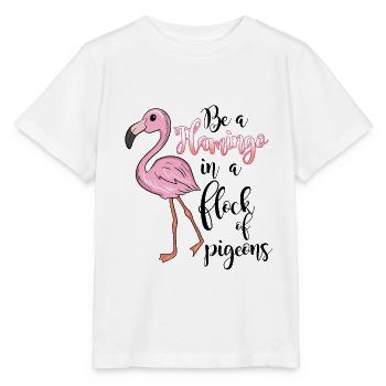 Flamingo with witty saying - Stanley/Stella MINI CREATOR Kids’ T-Shirt - white - Front - Maike (125cm)