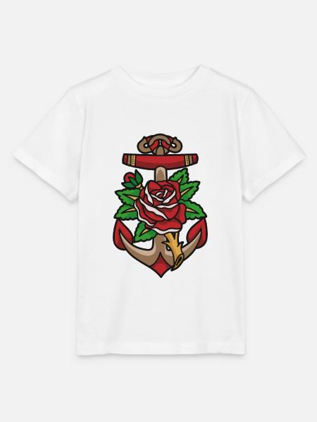 Anker mit Rose - Stanley/Stella Kinder T-Shirt MINI CREATOR  - Weiß