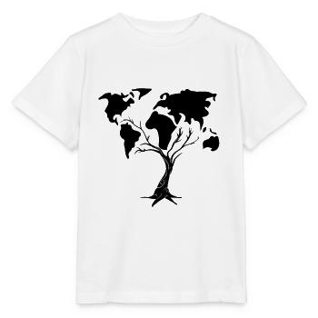 Baum Umwelt Weltkarte Save the planet - Stanley/Stella Kinder T-Shirt MINI CREATOR  - Weiß - Vorne - Maike (125cm)