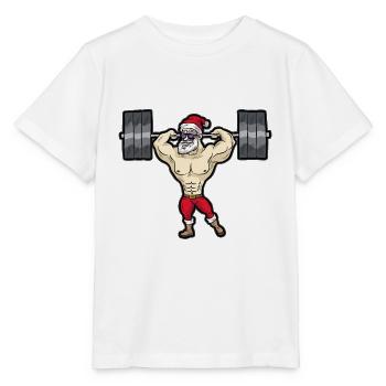 Santa CLAUS BODY BUILDER Weightlifter - Stanley/Stella MINI CREATOR Kids’ T-Shirt - white - Front - Maike (125cm)