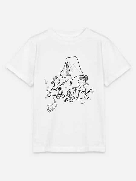 Camping sketch - Stanley/Stella Kinder T-Shirt MINI CREATOR - Weiß