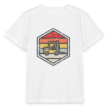 Retro Badge Forklift - Stanley/Stella MINI CREATOR Kids’ T-Shirt - white - Front - Maike (125cm)