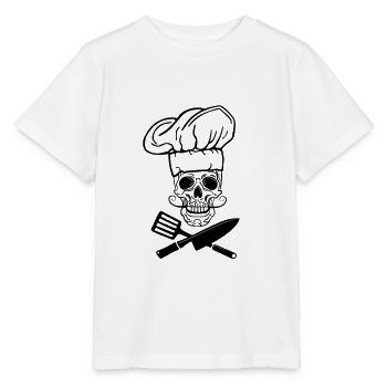 Chefkoch Totenkopf Schnurrbart Kochmütze Logo - Stanley/Stella Kinder T-Shirt MINI CREATOR  - Weiß - Vorne - Maike (125cm)