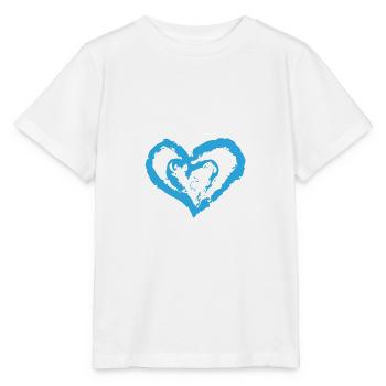 Tee-shirt coeur en coeur love love bleu - T-shirt bio MINI CREATOR Stanley/Stella Enfant - blanc - Devant - Maike (125cm)