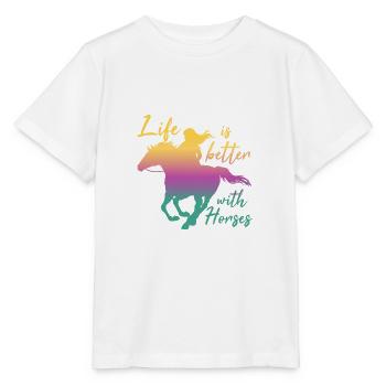 Life is better with horses - Stanley/Stella Kinder T-Shirt MINI CREATOR  - Weiß - Vorne - Maike (125cm)