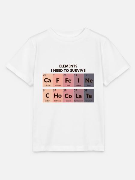 Schokoladenkoffein Kaffeeliebhaber Periodensystem - Stanley/Stella Kinder T-Shirt MINI CREATOR - Weiß