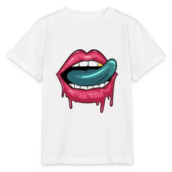 Zombie mort-vivants bouche langue rouge à lèvres conception - T-shirt bio MINI CREATOR Stanley/Stella Enfant - blanc - Devant - Maike (125cm)