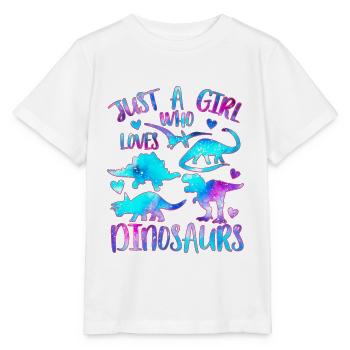 Just a girl who loves Dinosaurs - Stanley/Stella MINI CREATOR Kids’ T-Shirt - white - Front - Maike (125cm)