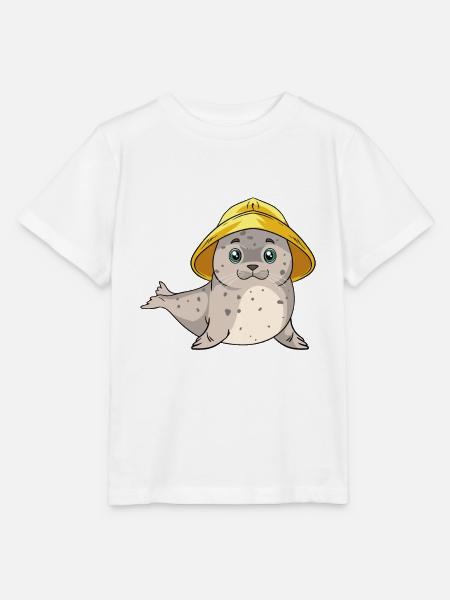 Lustige Robbe Regenmütze Ostsee Nordsee Heuler - Stanley/Stella Kinder T-Shirt MINI CREATOR - Weiß