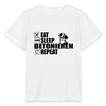 Bétonnière Maçonneur Eat Sleep Bétonnage Repeat - T-shirt bio MINI CREATOR Stanley/Stella Enfant - blanc - Devant - Maike (125cm)