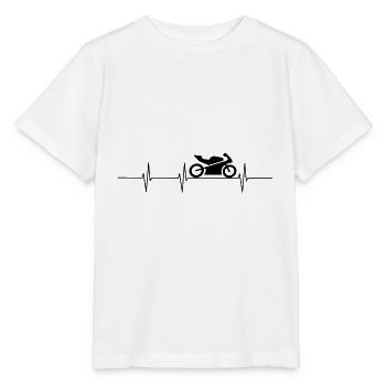 Motorrad Motorradsport Herzschlag Heartbeat Puls - Stanley/Stella Kinder T-Shirt MINI CREATOR  - Weiß - Vorne - Maike (125cm)