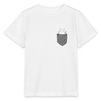 Brusttasche mit lustiger weißer Katze Stinkefinger - Stanley/Stella Kinder T-Shirt MINI CREATOR  - Weiß - Vorne - Maike (125cm)