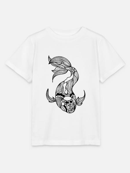 Koi Karpfen Koi Mandala Zeichnung Gartenteich - Stanley/Stella Kinder T-Shirt MINI CREATOR  - Weiß