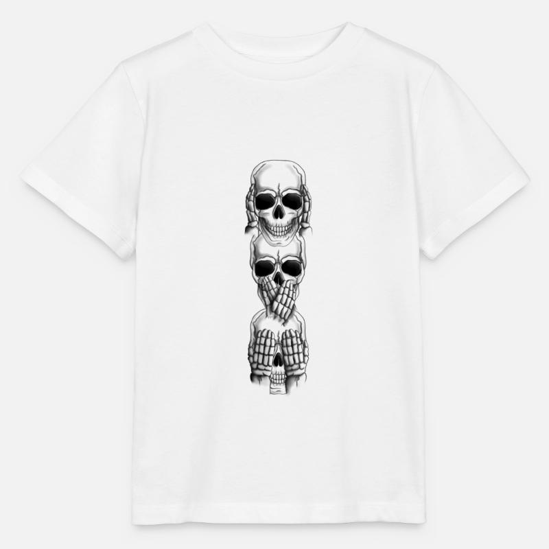 Crâne sens vertical - T-shirt bio MINI CREATOR Stanley/Stella Enfant - blanc