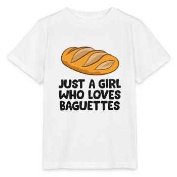 Baguette Girl Juste une fille qui aime les baguettes - T-shirt bio MINI CREATOR Stanley/Stella Enfant - blanc - Devant - Maike (125cm)