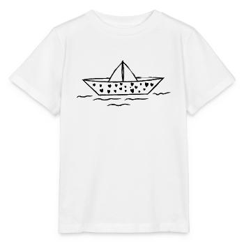 Paper Boat and Hearts Maritime Paper Ship - Stanley/Stella MINI CREATOR Kids’ T-Shirt - white - Front - Maike (125cm)
