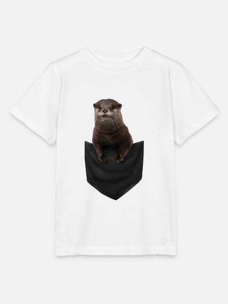 Niedliche OtterTasche peeking Tasche Cooles Meeressäugetier - Stanley/Stella Kinder T-Shirt MINI CREATOR  - Weiß