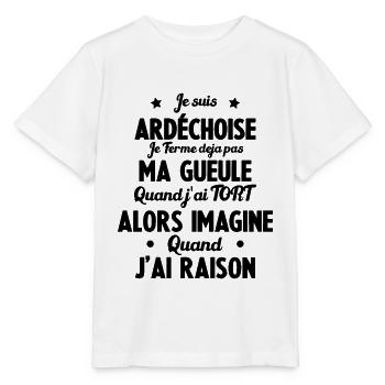Je suis Ardéchoise - Je ferme pas ma gueule - T-shirt bio MINI CREATOR Stanley/Stella Enfant - blanc - Devant - Maike (125cm)