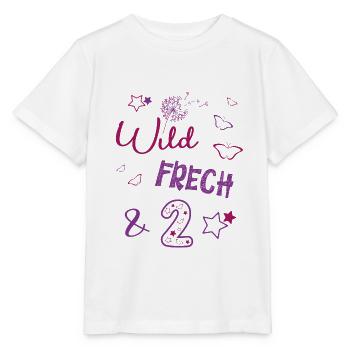 Wild frech und 2 -Schmetterling und Sterne Mädchen - Stanley/Stella Kinder T-Shirt MINI CREATOR  - Weiß - Vorne - Maike (125cm)