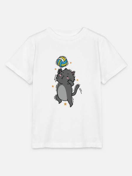 Katze spielt Volleyball Sport Hobby Haustier - Stanley/Stella Kinder T-Shirt MINI CREATOR - Weiß