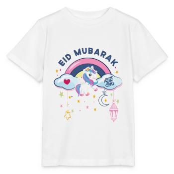Eid Mubarak | Gift Eid Mubarak Girl Unicorn - Stanley/Stella MINI CREATOR Kids’ T-Shirt - white - Front - Maike (125cm)