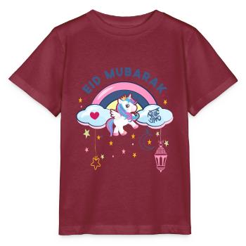Eid Mubarak | Gift Eid Mubarak Girl Unicorn - Stanley/Stella MINI CREATOR Kids’ T-Shirt - burgundy - Front - Kain (125cm)