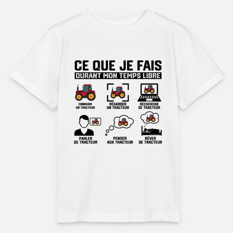 Ce Que Je Fais Pendant Mon Temps Libre Tracteur - T-shirt bio MINI CREATOR Stanley/Stella Enfant - blanc