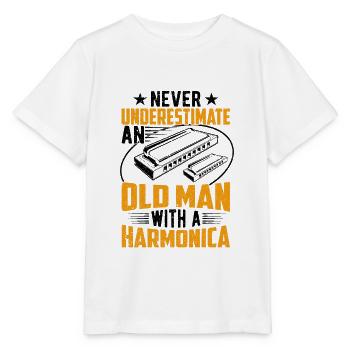 Vieil Homme Avec Un Harmonica - T-shirt bio MINI CREATOR Stanley/Stella Enfant - blanc - Devant - Maike (125cm)