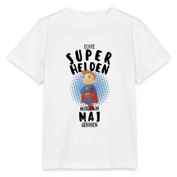 Echte Superhelden wurden im Mai geboren Junge - Stanley/Stella Kinder T-Shirt MINI CREATOR  - Weiß - Vorne - Maike (125cm)
