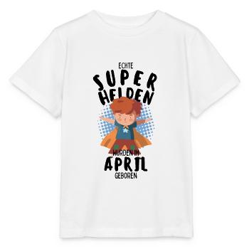 Echte Superhelden wurden im April geboren Junge - Stanley/Stella Kinder T-Shirt MINI CREATOR  - Weiß - Vorne - Maike (125cm)