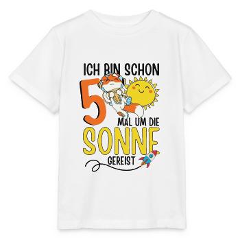 Süßer Fuchs Astronaut 5. Geburtstag Sonne Rakete - Stanley/Stella Kinder T-Shirt MINI CREATOR  - Weiß - Vorne - Maike (125cm)