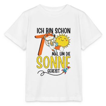 Süßer Fuchs Astronaut 7. Geburtstag Sonne Rakete - Stanley/Stella Kinder T-Shirt MINI CREATOR  - Weiß - Vorne - Maike (125cm)