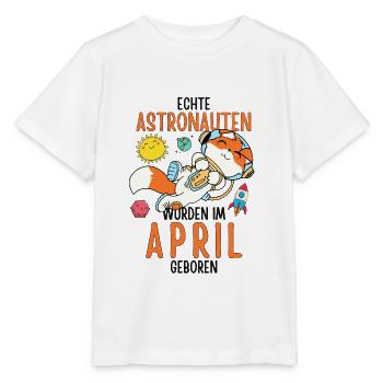 Im April geboren - Fuchs Astronaut im Weltall - Stanley/Stella Kinder T-Shirt MINI CREATOR  - Weiß - Vorne - Maike (125cm)