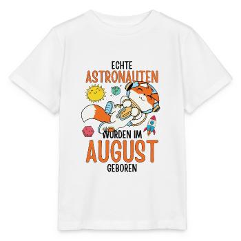 Im August geboren - Fuchs Astronaut im Weltall - Stanley/Stella Kinder T-Shirt MINI CREATOR  - Weiß - Vorne - Maike (125cm)