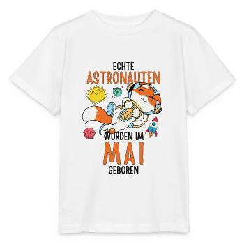 Im Mai geboren - Fuchs Astronaut im Weltall - Stanley/Stella Kinder T-Shirt MINI CREATOR  - Weiß - Vorne - Maike (125cm)