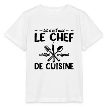 Ici C'est Moi Le Chef Cuisine Restaurant Cuisinier - T-shirt bio MINI CREATOR Stanley/Stella Enfant - blanc - Devant - Maike (125cm)