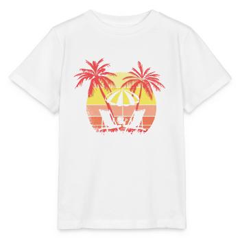 Beach Chairs Umbrella Summer Sunset 80s Palm - Stanley/Stella MINI CREATOR Kids’ T-Shirt - white - Front - Maike (125cm)