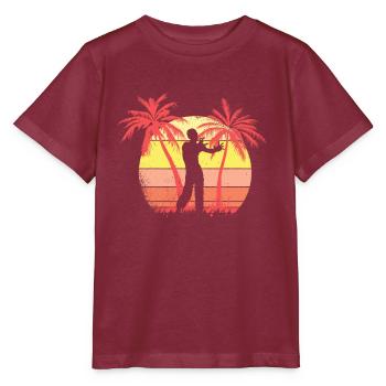 Zombie Man Walking Summer Sunset 80s Palm - Stanley/Stella MINI CREATOR Kids’ T-Shirt - burgundy - Front - Kain (125cm)