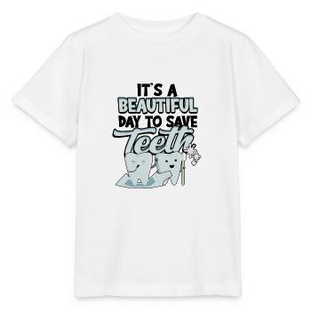 C’est une belle journée pour sauver les dents - dents de sagesse - T-shirt bio MINI CREATOR Stanley/Stella Enfant - blanc - Devant - Maike (125cm)