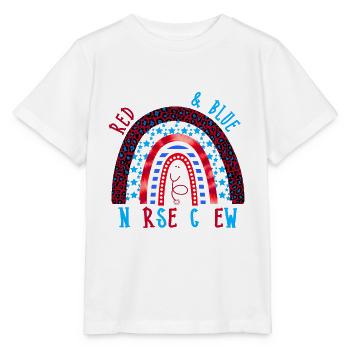 Nurse Crew Red White and Blue Independence Day - Stanley/Stella MINI CREATOR Kids’ T-Shirt - white - Front - Maike (125cm)