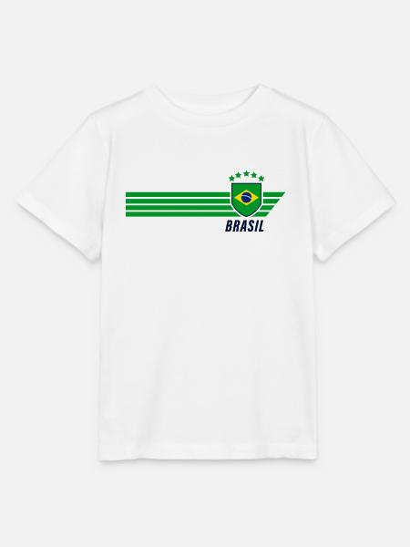 Brasilien Brasilianisch Seleção Fußball Fan Trikot - Stanley/Stella Kinder T-Shirt MINI CREATOR  - Weiß