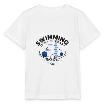 Nager en disant drôle La natation est ma thérapie - T-shirt bio MINI CREATOR Stanley/Stella Enfant - blanc - Devant - Maike (125cm)