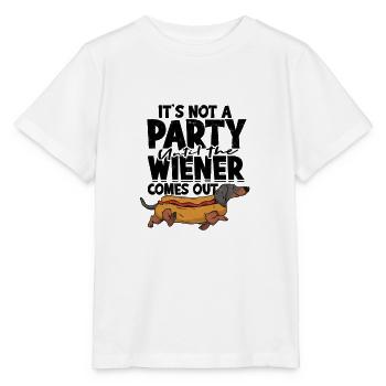 It's not a party until the wiener comes out - - Stanley/Stella MINI CREATOR Kids’ T-Shirt - white - Front - Maike (125cm)