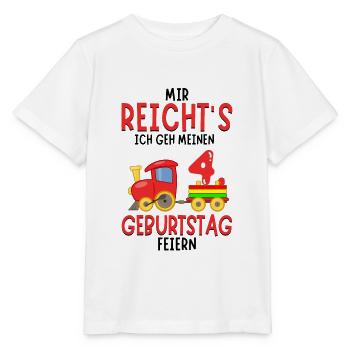 4. Geburtstag Geburtstagsgeschenk mit Eisenbahn - Stanley/Stella Kinder T-Shirt MINI CREATOR  - Weiß - Vorne - Maike (125cm)