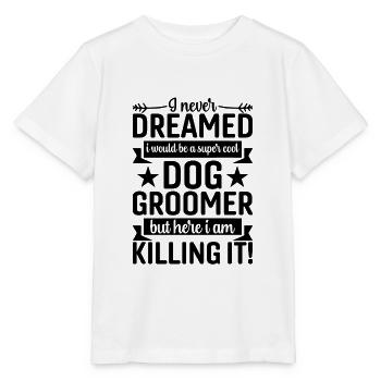 Super cool dog groomer - Stanley/Stella MINI CREATOR Kids’ T-Shirt - white - Front - Maike (125cm)