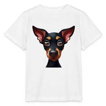 Charmant portrait de doberman - T-shirt bio MINI CREATOR Stanley/Stella Enfant - blanc - Devant - Maike (125cm)