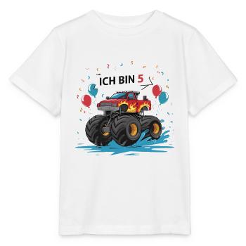 Monster Truck - Ich bin 5 - Einzigartiges Geschenk - Stanley/Stella Kinder T-Shirt MINI CREATOR  - Weiß - Vorne - Maike (125cm)