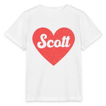 Scott Name Rotes Herz Liebe Fan Retro - Stanley/Stella Kinder T-Shirt MINI CREATOR  - Weiß - Vorne - Maike (125cm)