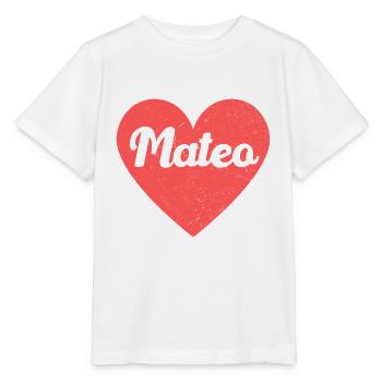 Mateo Name Rotes Herz Liebe Fan Retro - Stanley/Stella Kinder T-Shirt MINI CREATOR  - Weiß - Vorne - Maike (125cm)