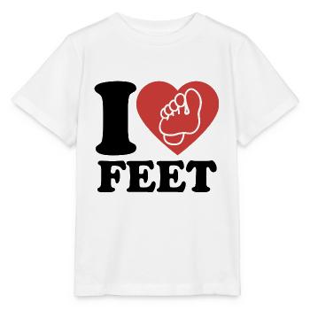 J’aime les pieds - Pieds - Soins des pieds - Pieds - Dicton - T-shirt bio MINI CREATOR Stanley/Stella Enfant - blanc - Devant - Maike (125cm)